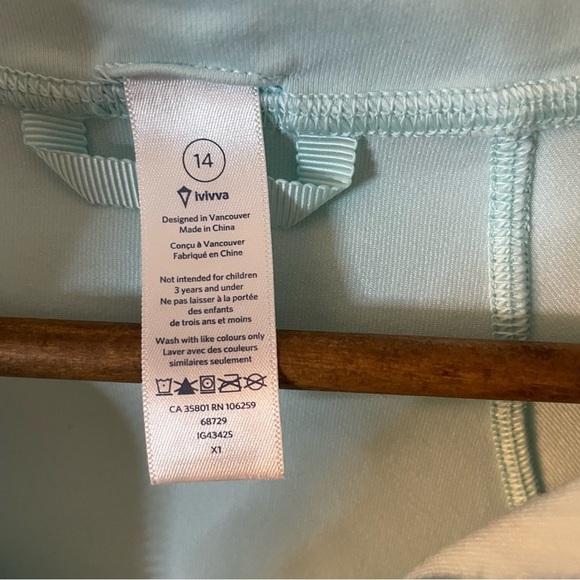 Ivivva Light Blue Define Jacket with Patterned Accents kids Lululemon size 14 - Picture 4 of 4